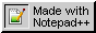 an animated button reading: 'made with Notepad++'.