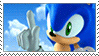 sonic from the 2006 sonic game wagging his finger at the camera.